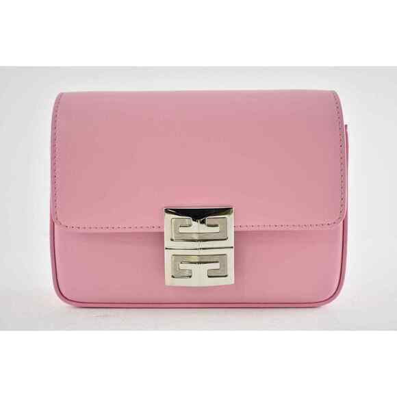 Givenchy Mini 4G Baby Pink Calf Leather Silver Logo Flap Crossbody Shoulder Bag - Picture 2 of 12